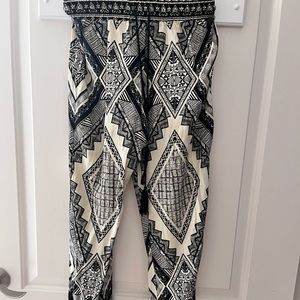 Flying tomato tribal pattern harem pants black and white or cream elastic